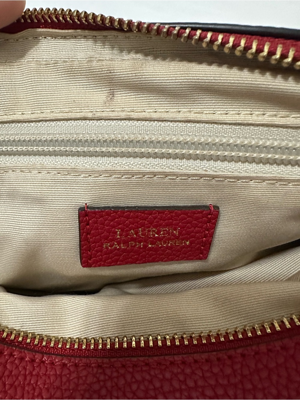 Lauren Ralph Lauren Red Leather Crossbody Camera Bag RL Logo - Picture 11 of 13